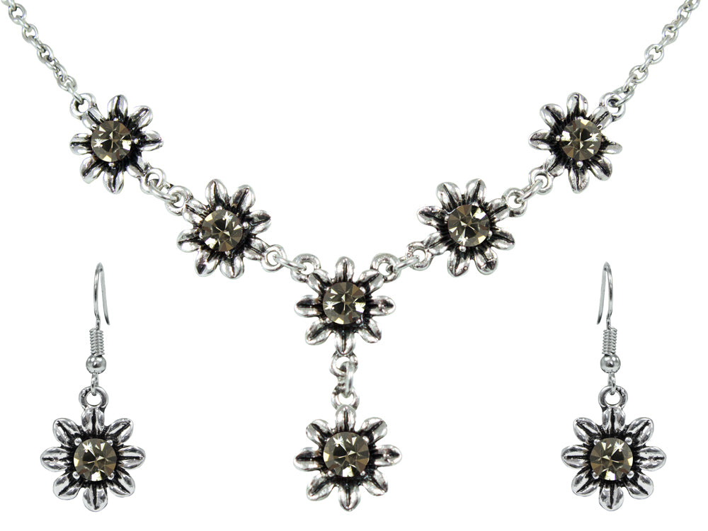 trachtenland-blumen-collier-mit-ohrh-ngern-black-diamond-set image 1