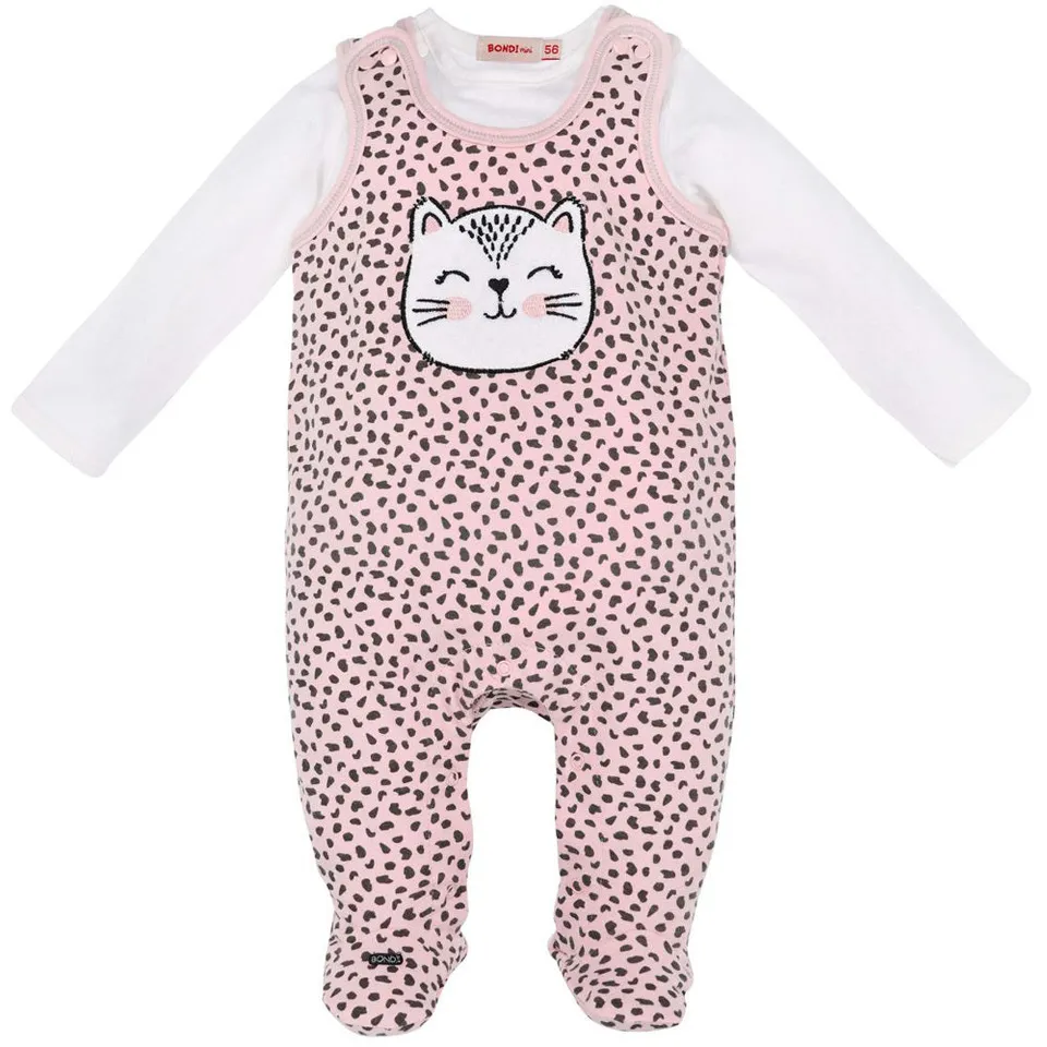 trachtenland-bondi-baby-strampler-k-tzchen-leoprint-apricot-schwarz-langarm image 1