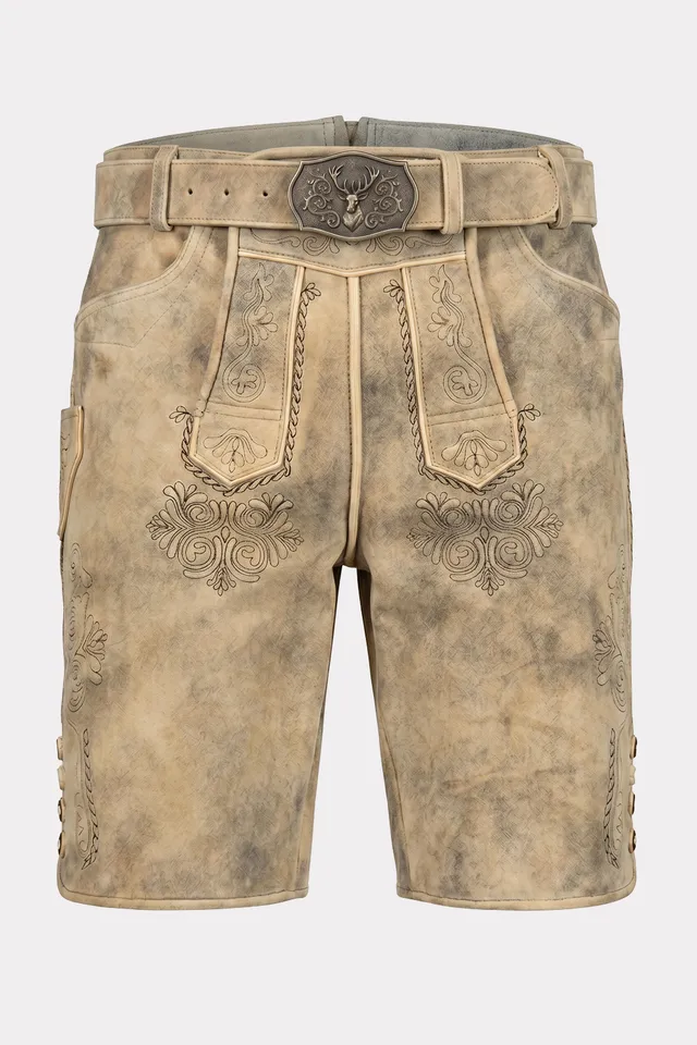 felicitas-louis-herren-lederhose-kurz-aus-echtleder-mit-g-rtel image 1