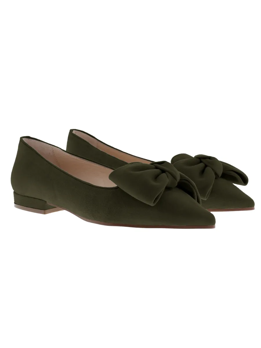 heimatgl-ck-ballerina-lena-oliv-trachten-ballerinas-samtziegenleder-spitz image 1