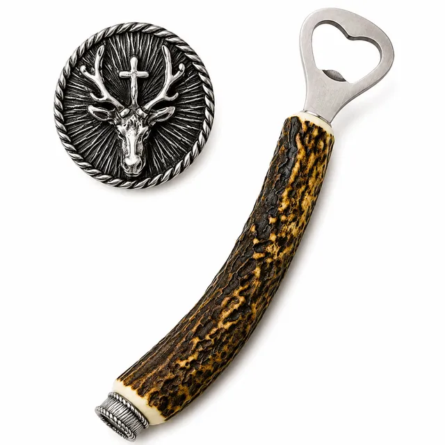 trachtenland-funk-hirschhorn-flaschen-ffner-hubertushirsch-mit-zierkappe image 1