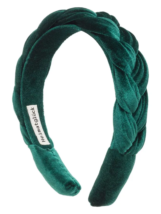 heimatgl-ck-geflochtener-haarreif-tannengr-n-samt-accessoire-damen image 1