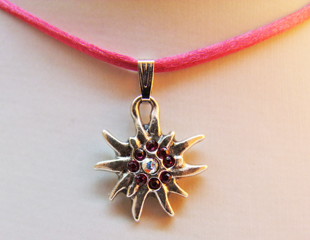 kinder-trachten-halskette-mit-edelwei-und-strass-pink image 2
