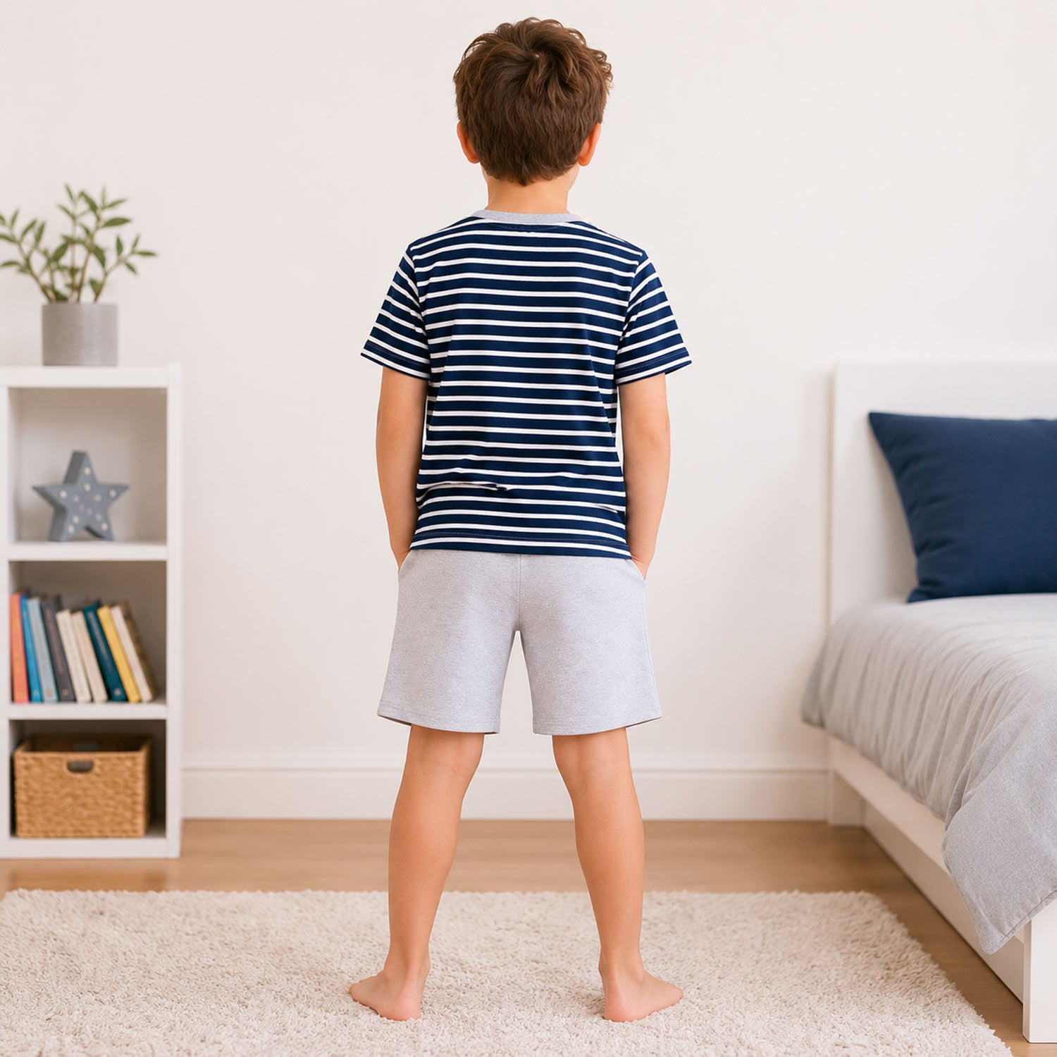 trachtenland-bondi-jungen-shorty-pyjama-traktor-33157-stripe-navy-white image 4