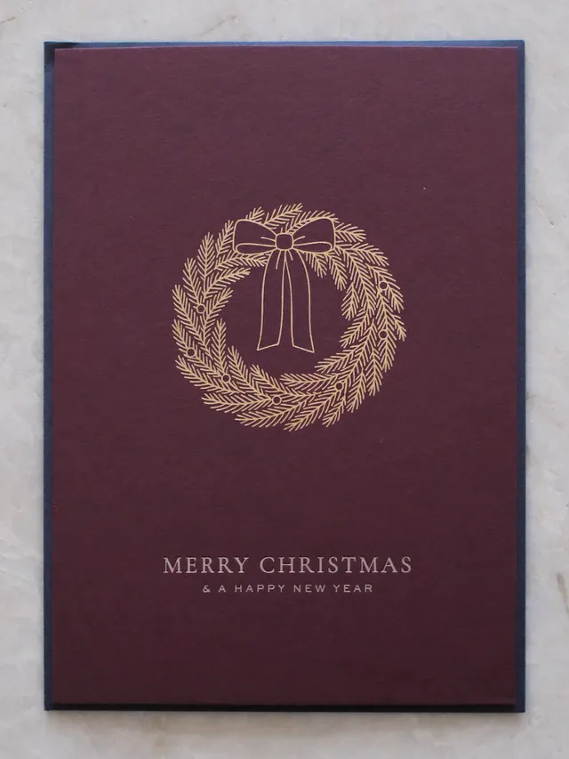 heimatgl-ck-weihnachtskarte-kranz-dunkelrot-gold image 1