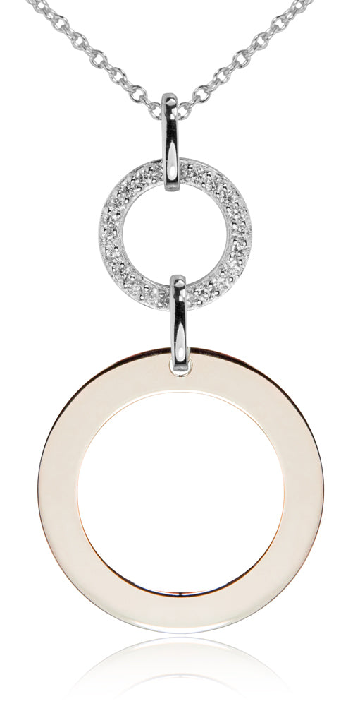 trachtenland-luisia-doppelring-halskette-ros-gold-925-silber-60-cm image 1