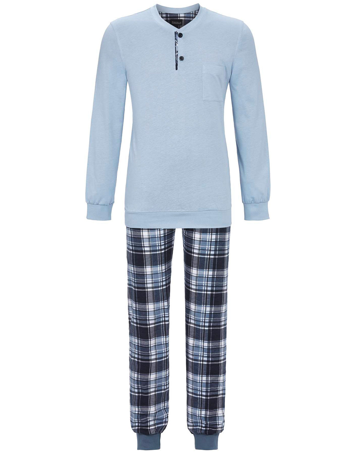 trachtenland-ringella-herren-langarm-pyjama-4541216-mit-strickb-ndchen-blau image 1