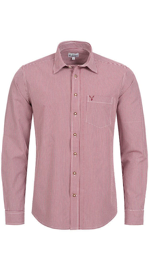 n-bler-trachtenhemd-herren-rudi-langarm-slim-fit-weinrot-bordeaux-kariert image 1