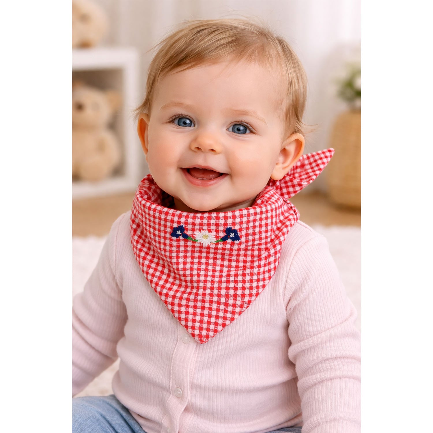 bondi-baby-m-dchen-halstuch-dreieckstuch-91847-rot-wei-kariert image 3