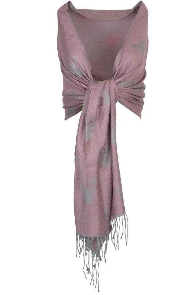 trachtenland-halstuch-schal-mit-hirschkopf-motiv-185-x-70-cm-rosa-silber image 1