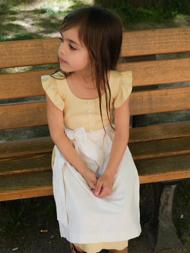 heimatgl-ck-kinderdirndl-leni-hellgelb-mit-sch-rze image 1