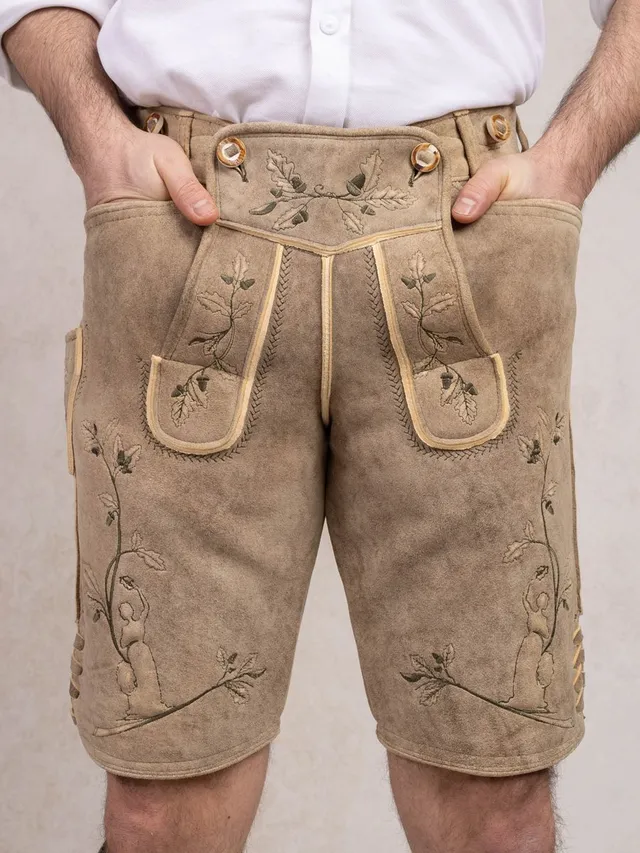 heimatgl-ck-lederhose-bavaria-hirsch-oliv-unikat-mit-stick image 1