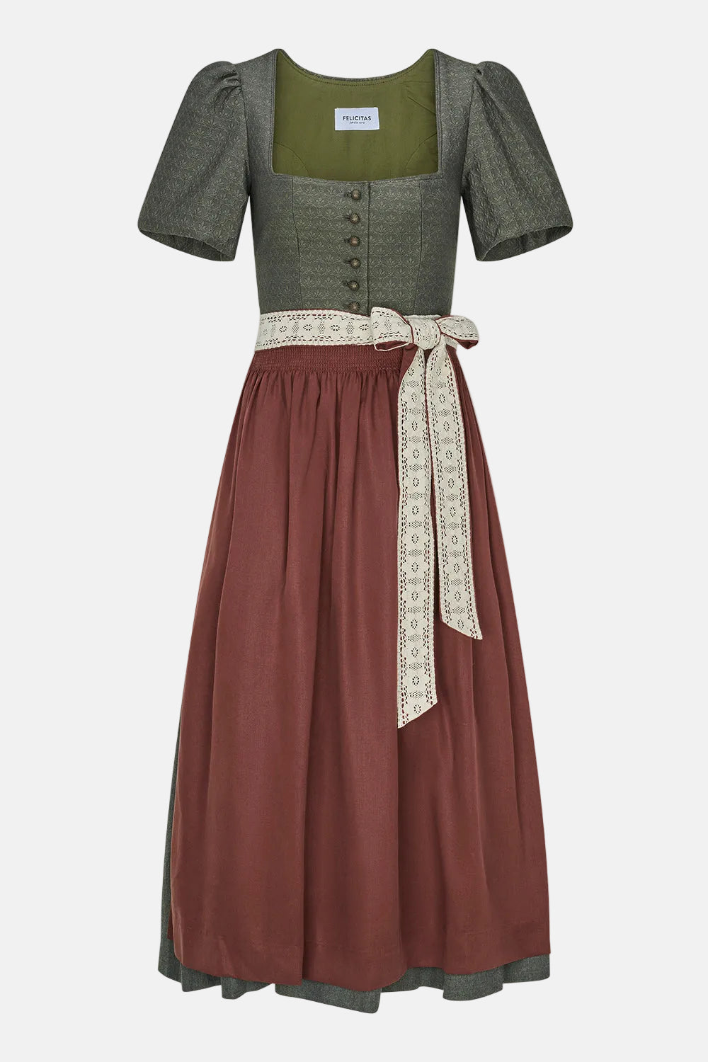 felicitas-dania-damen-dirndl-80cm-jacquard-mieder-oliv image 2
