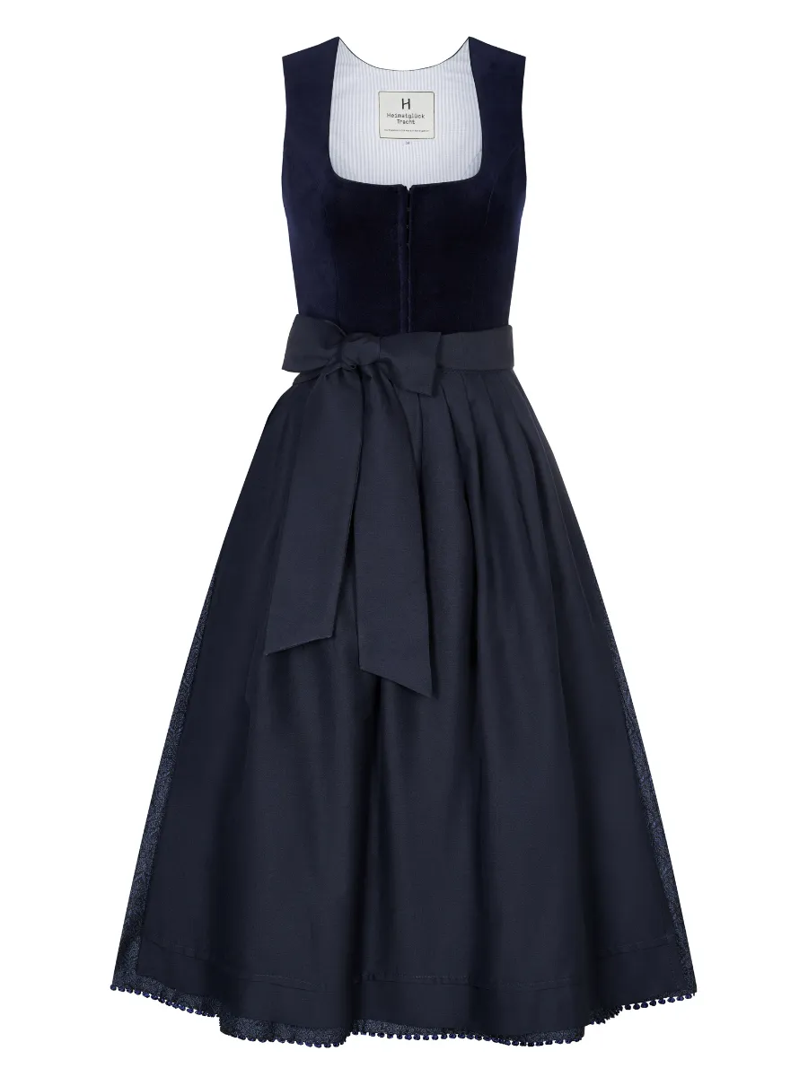 heimatgl-ck-dirndl-tilda-marine-samtmieder-midi image 1