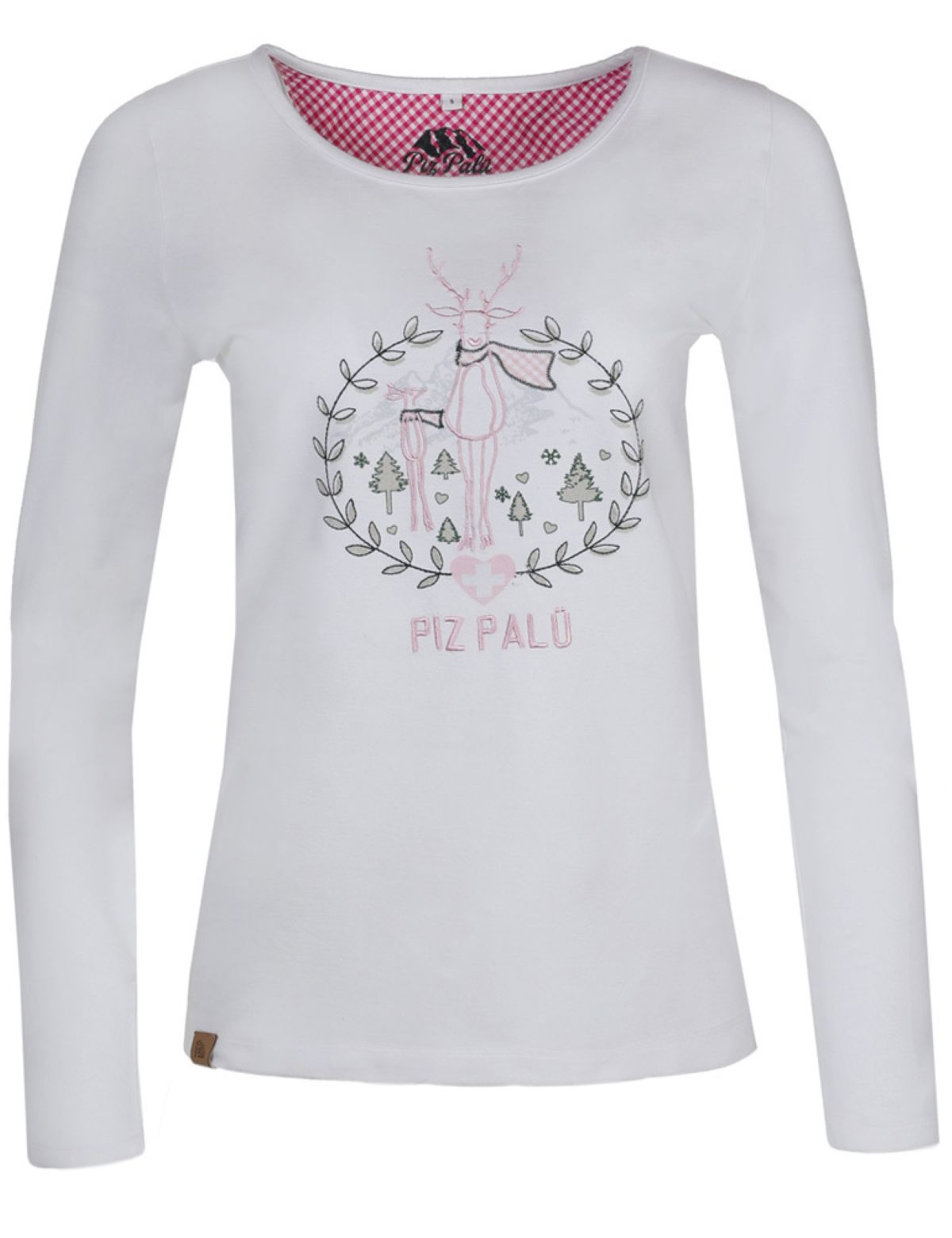 trachtenland-piz-pal-damen-langarmshirt-gerach-mit-hirsch-stickerei-wei image 1