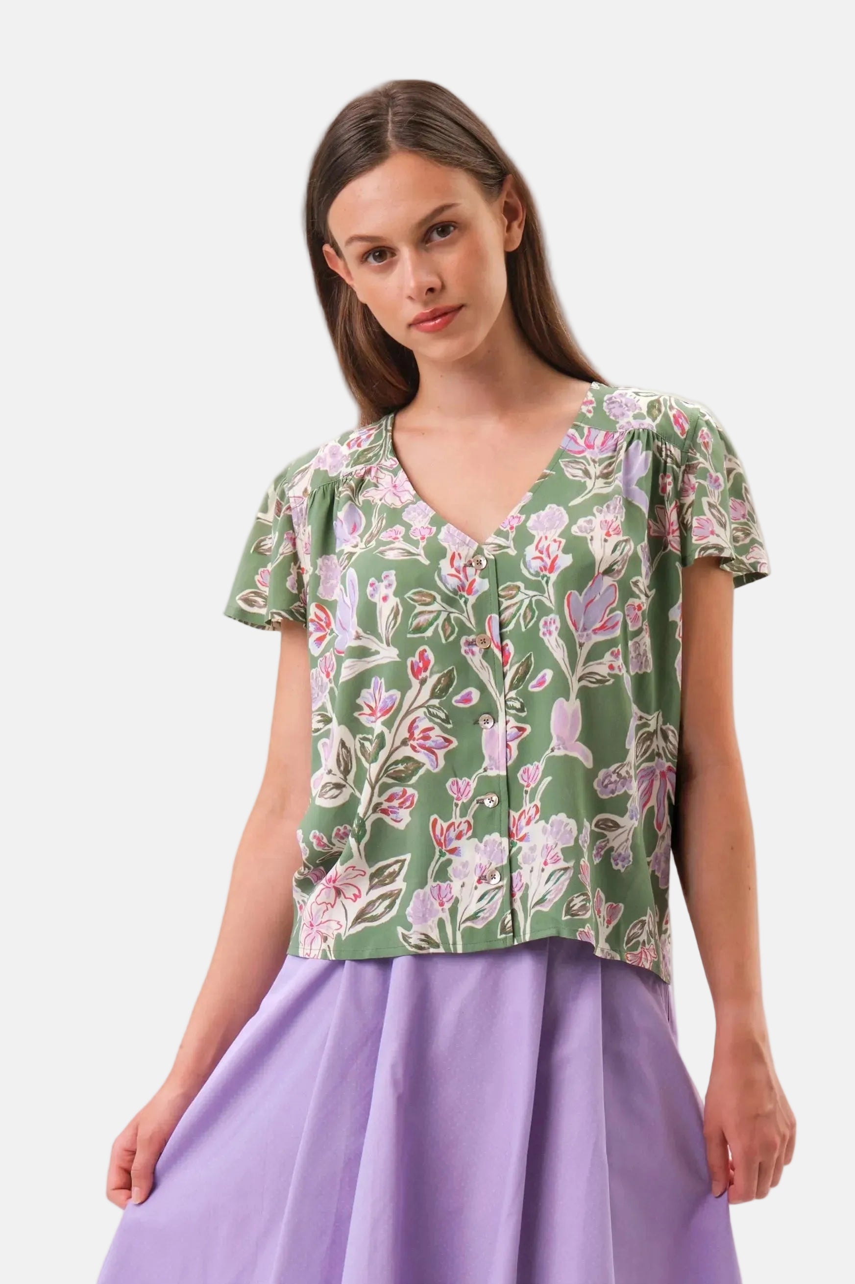 felicitas-bina-damen-bluse-v-ausschnitt-fl-gel-rmel-viskose image 1