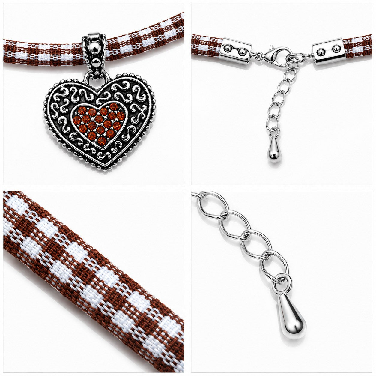 trachtenland-luisia-kinder-halskette-kariert-mit-herz-braun-mit-swarovski-krista image 6