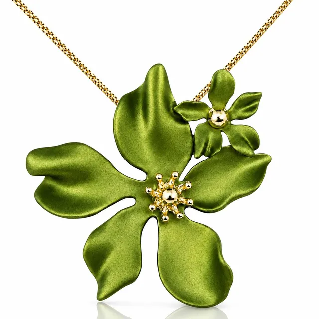 trachtenland-luisia-halskette-nelia-mit-blumen-16-karat-vergoldet-olivgr-n image 1