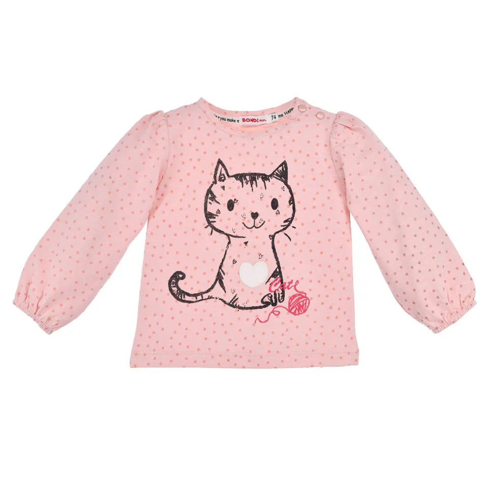 bondi-baby-m-dchen-langarmshirt-katze-86652-rosa image 1