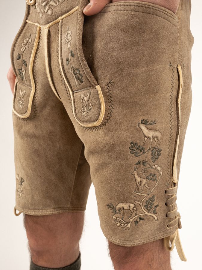 heimatgl-ck-lederhose-ursprung-hirsch-herren-oliv-bestickt-unikat image 3