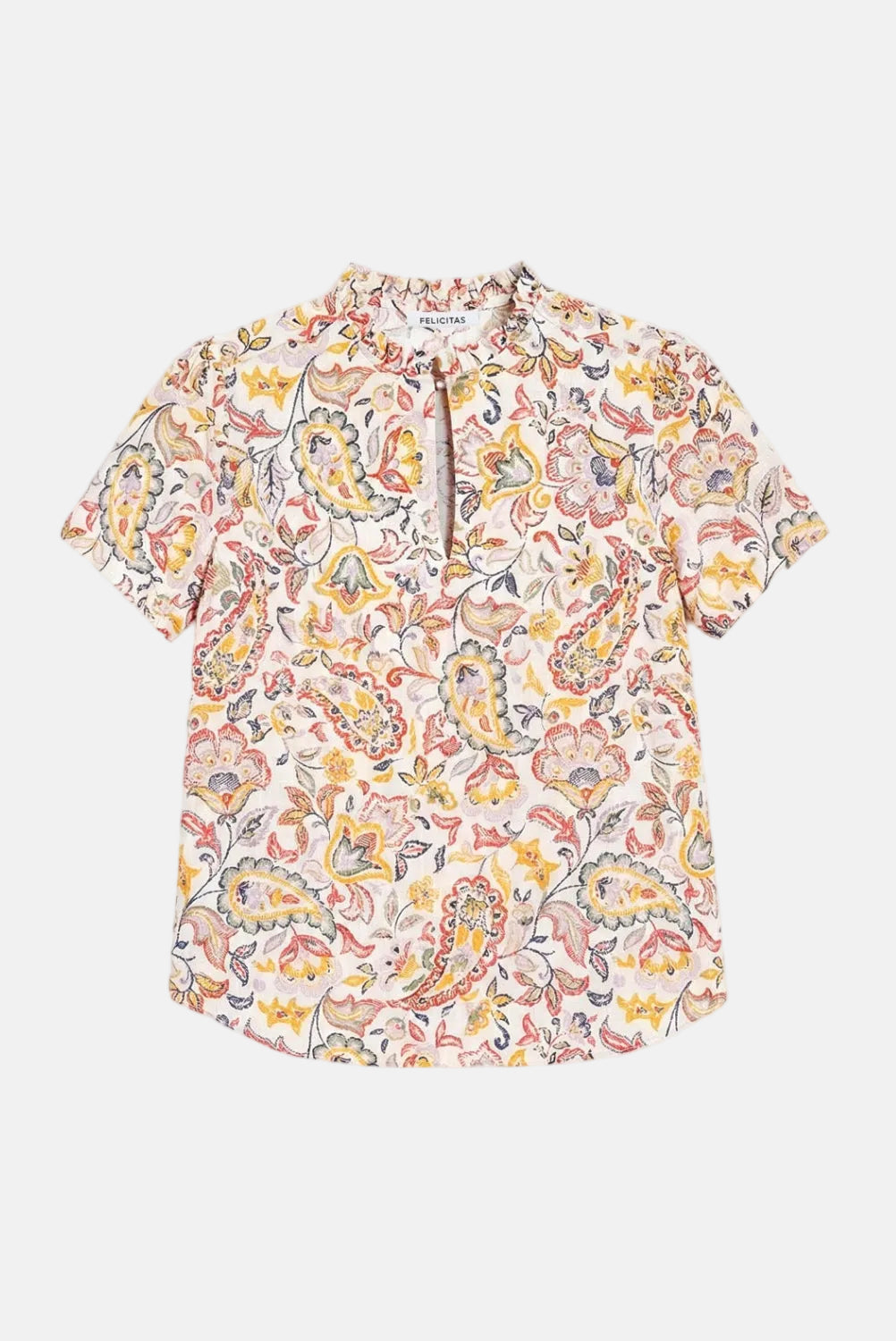 felicitas-banu-damen-bluse-viskose-print-stehkragen-kurzarm image 5