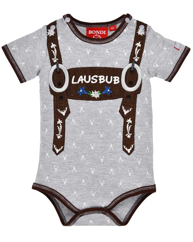trachtenland-bondi-baby-kurzarm-body-lausbub-91528-grey-melange-hirsch image 1