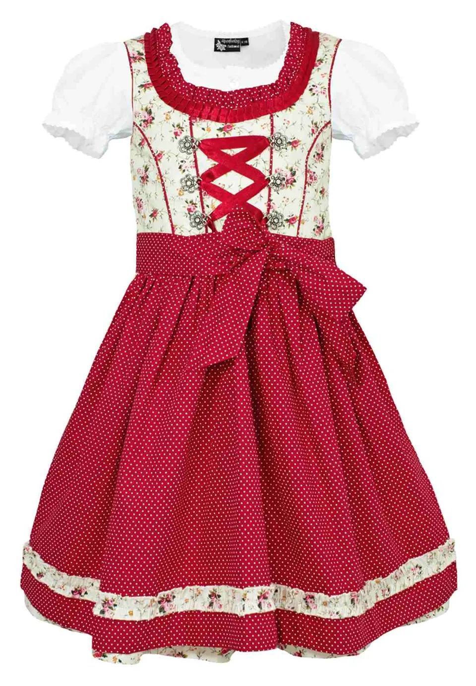 maddox-kinder-dirndl-zermatt-3-tlg-streubl-mchen-creme-rot image 1