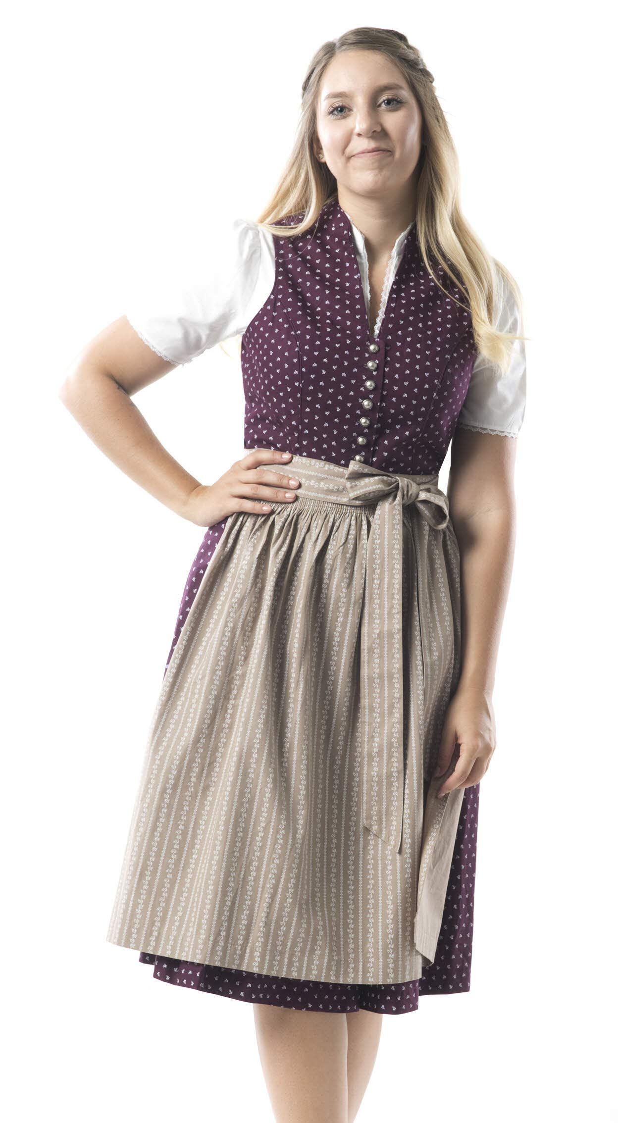 n-bler-dirndl-rita-weinrot-beige-hochgeschlossen-vintage image 6