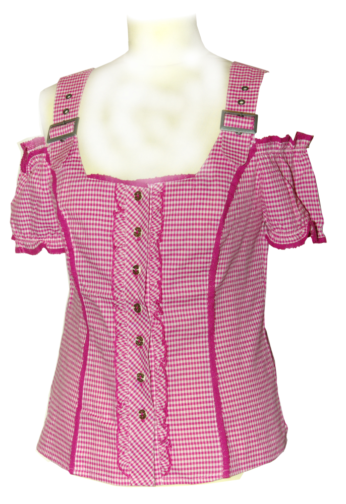 trachten-benkert-pfennig-damenbluse-pink-kariert image 1