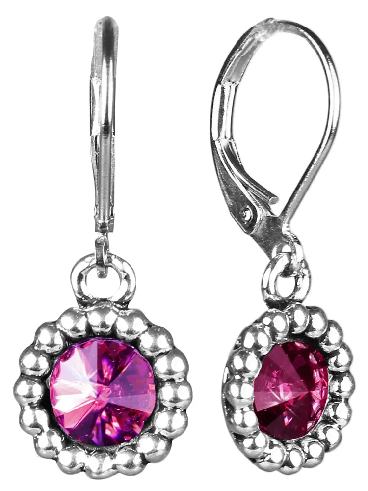 trachtenland-ohrringe-aurelia-mit-rundem-anh-nger-und-premium-kristall-pink image 1
