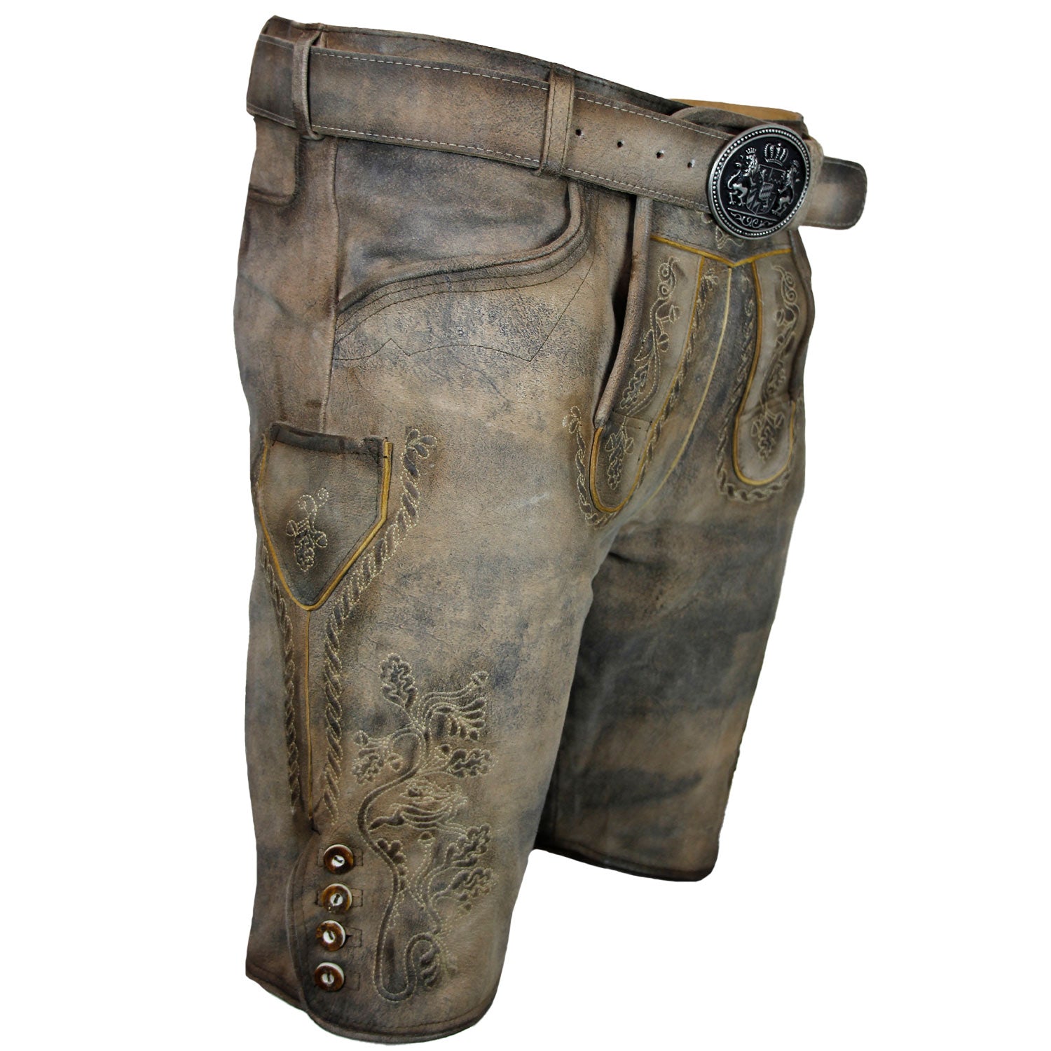 trachtenland-maddox-kurze-herren-lederhose-horn-mit-g-rtel-antik-w-grau-echtlede image 3