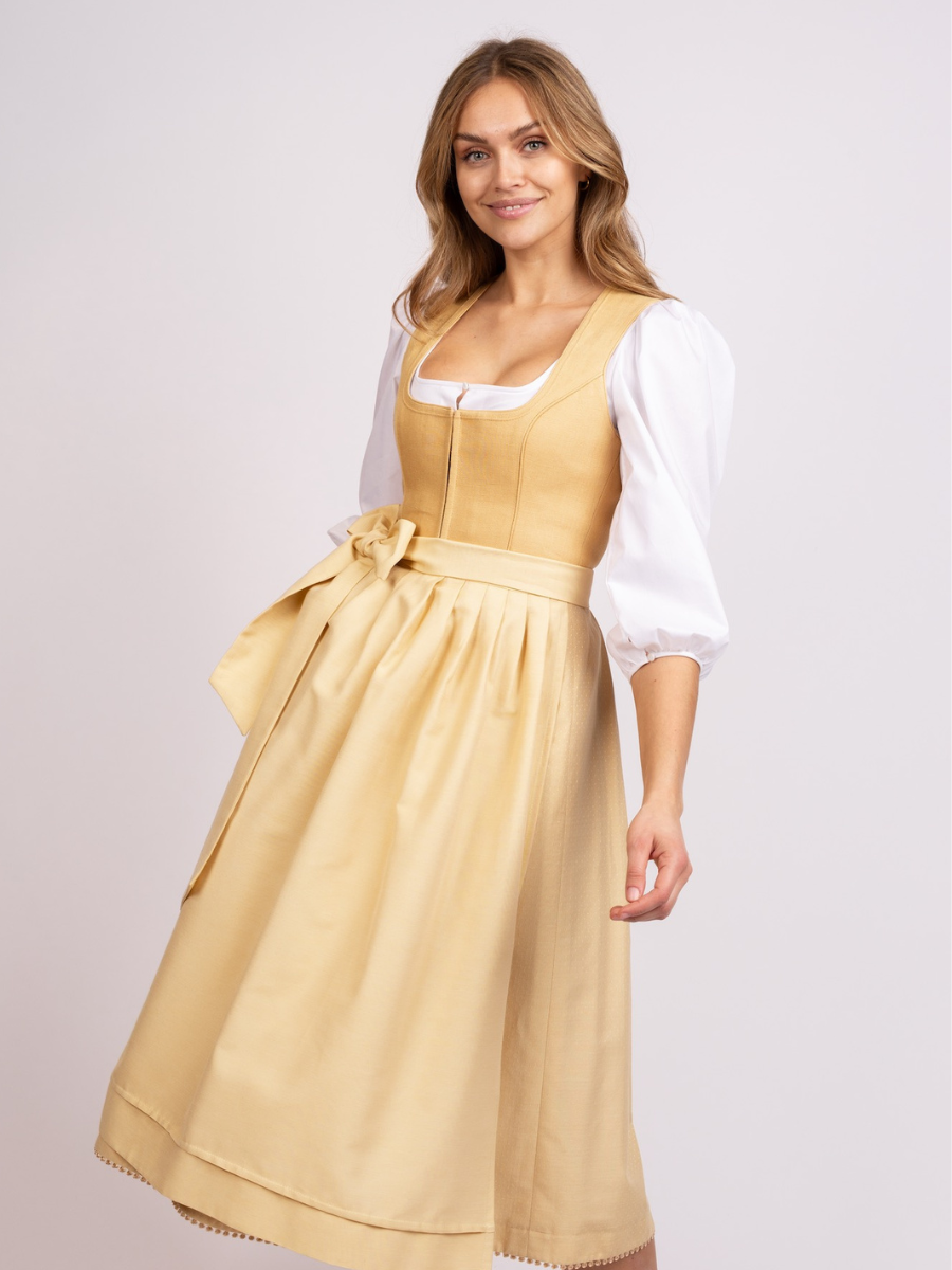 heimatgl-ck-dirndl-eva-gelb-leinendirndl-mit-bommelborte image 4