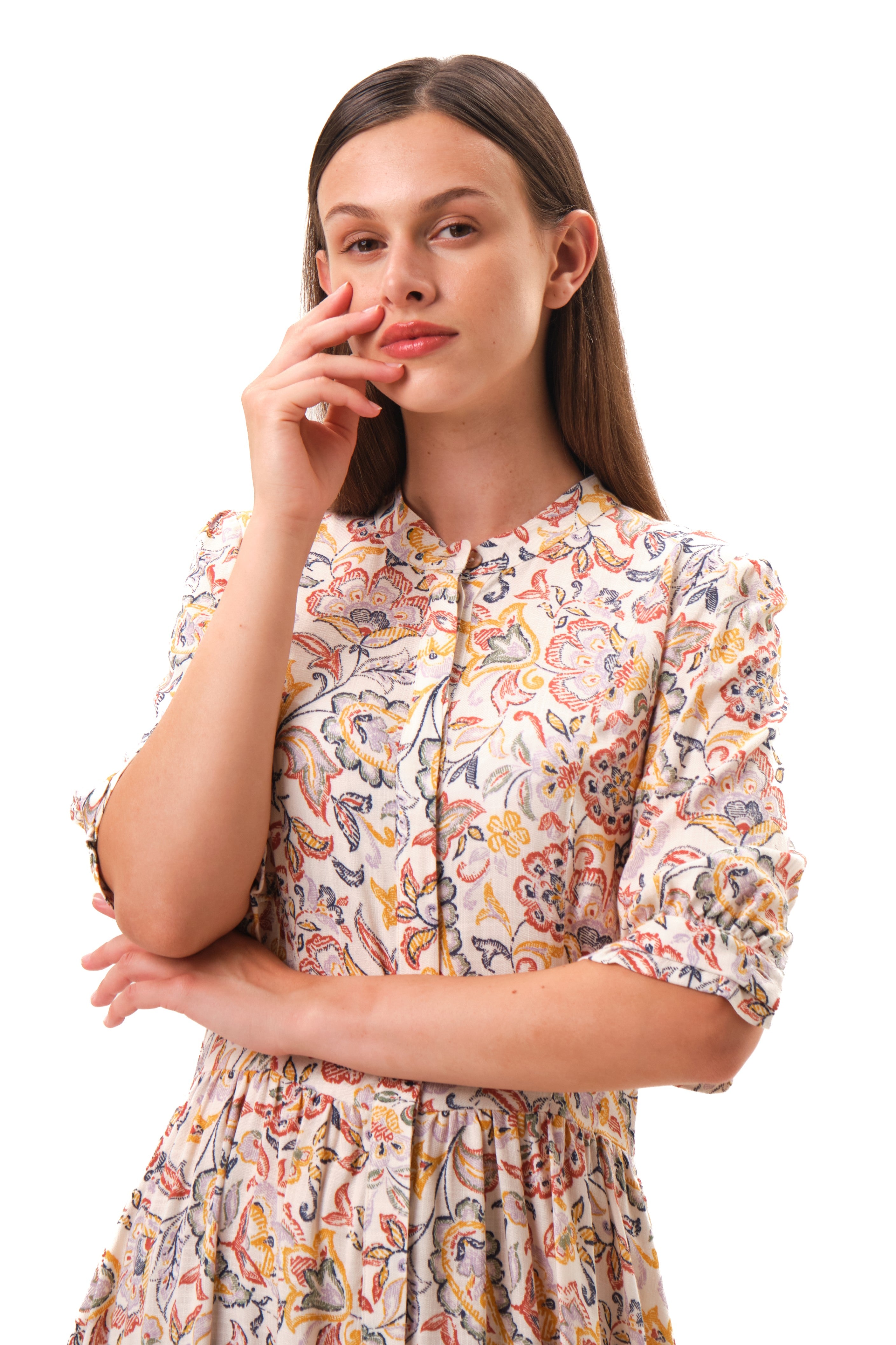 felicitas-damen-kleid-kordelia-leinen-viskose-kleid-mit-stehkragen image 4
