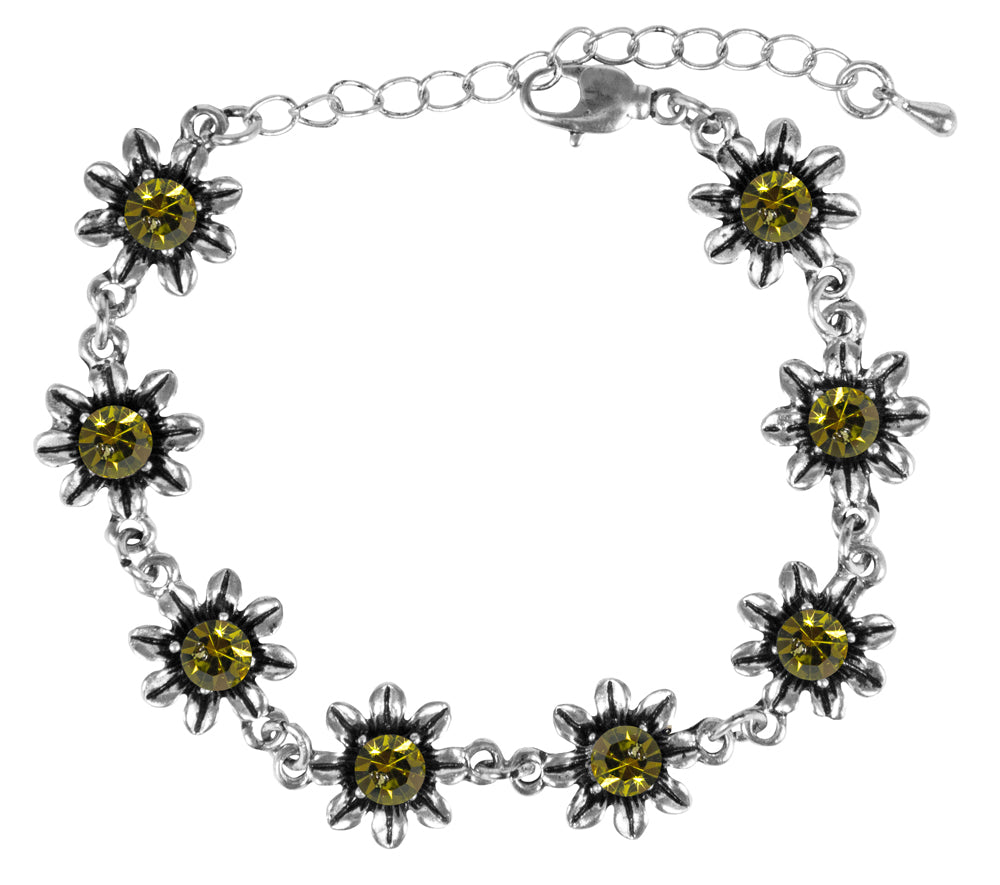 trachtenland-strass-armband-mit-bl-ten-olivgr-n image 1
