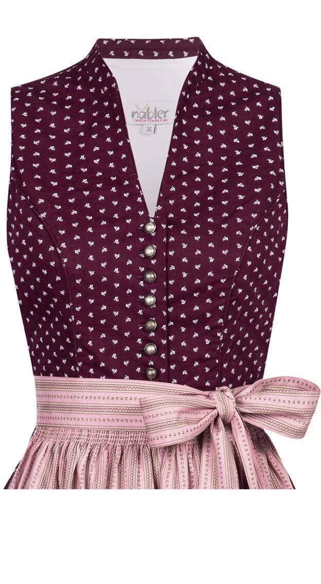 n-bler-dirndl-damen-rita-weinrot-rosa-60-cm-inkl-sch-rze-vintage-hochgeschlossen-2 image 3