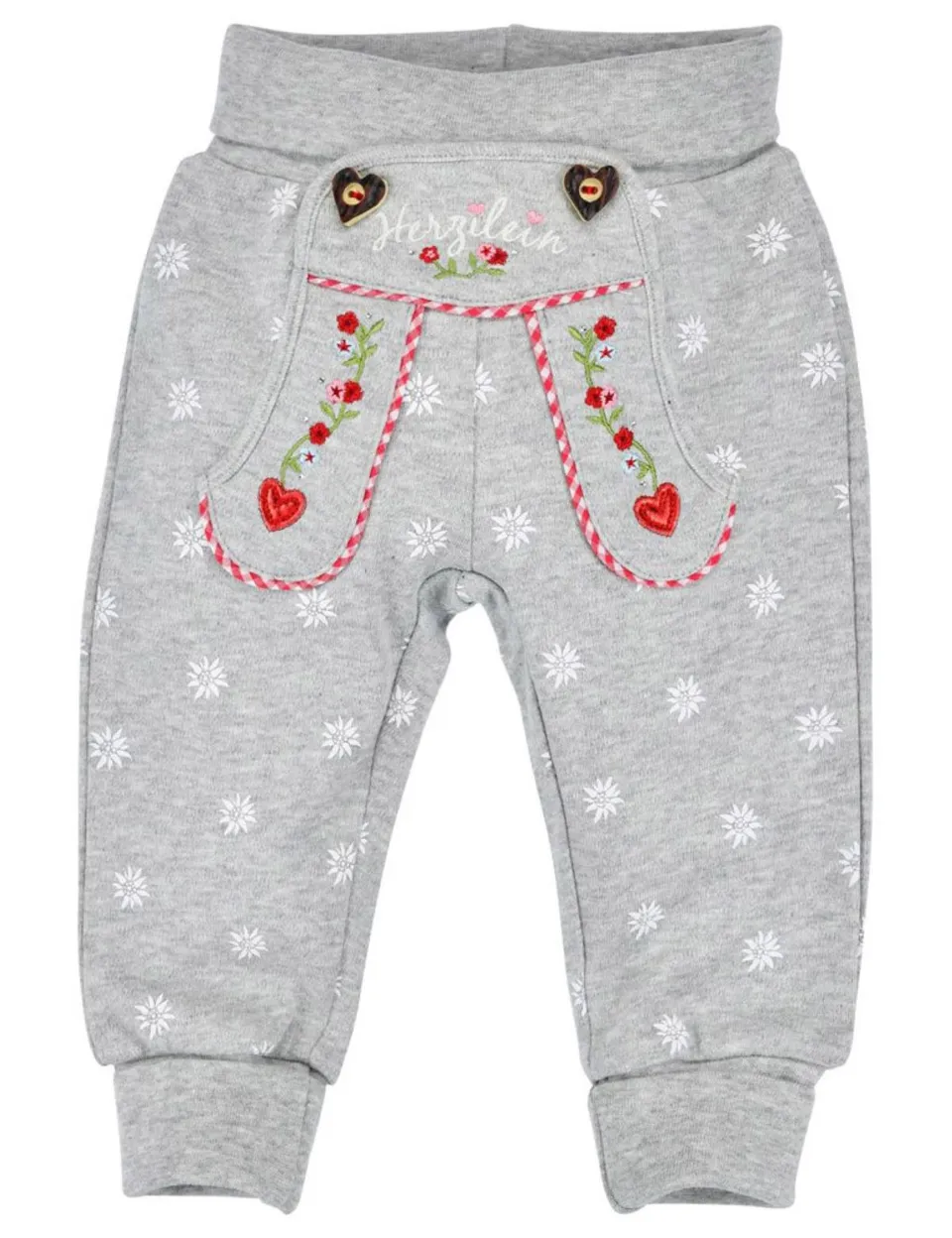 trachtenland-bondi-baby-laufhose-herzilein-86563-grey-melange-jogginghose image 1