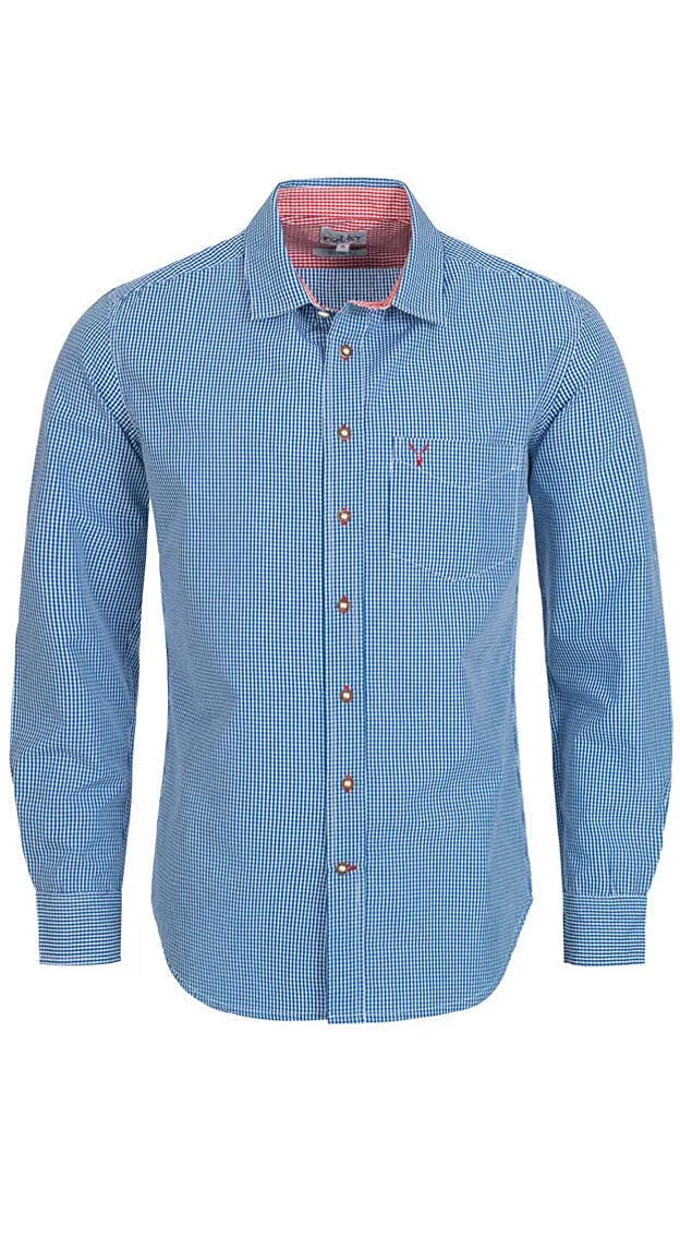 n-bler-trachtenhemd-ralf-herren-blau-kariert-slim-fit-langarm image 1