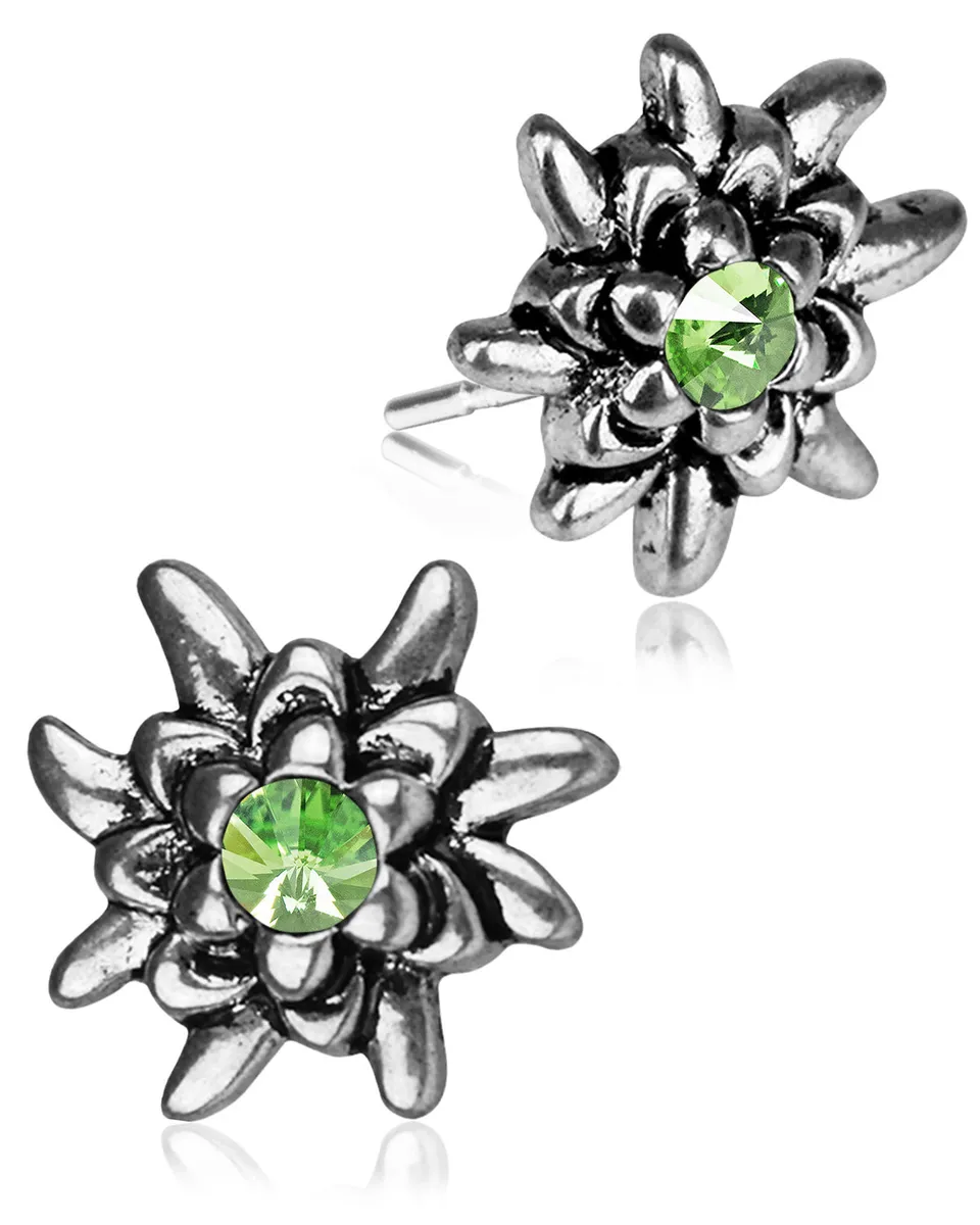 trachtenland-luisia-edelwei-ohrstecker-emilia-mit-premium-kristall-peridot-apfel image 1
