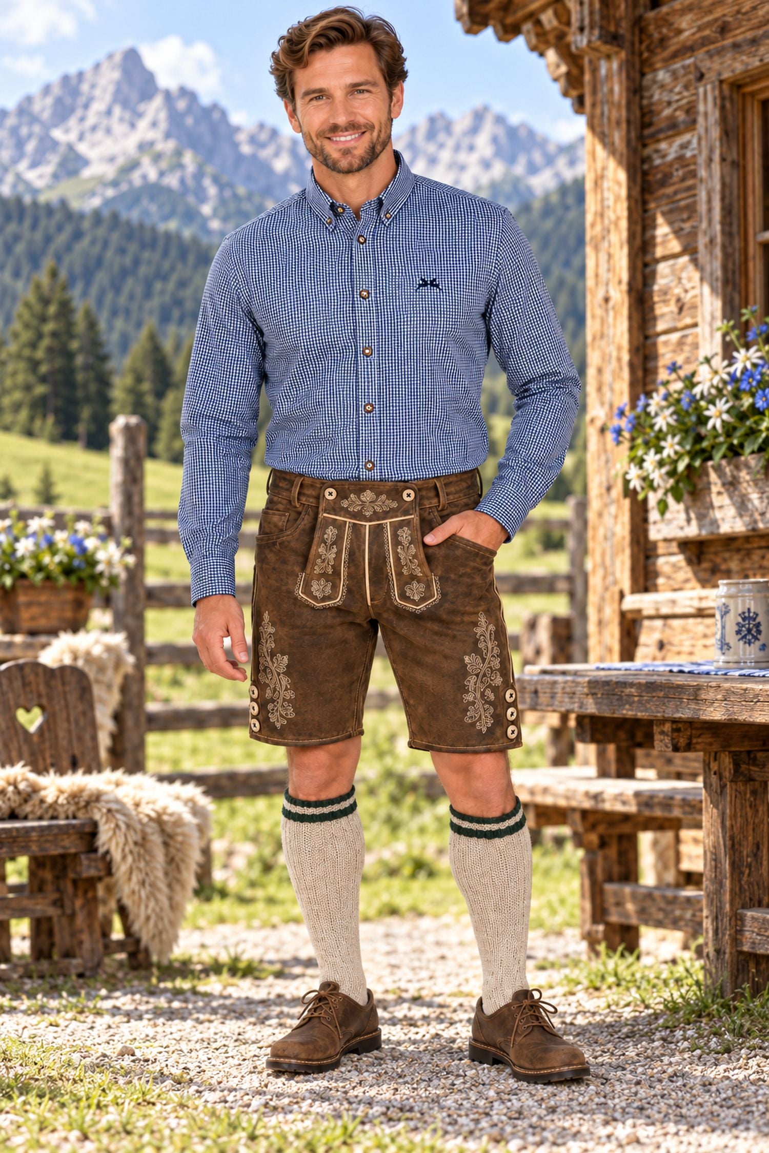 trachtenland-maddox-herren-trachtenhemd-hemd-47-navy-blau-kariert-button-down image 6