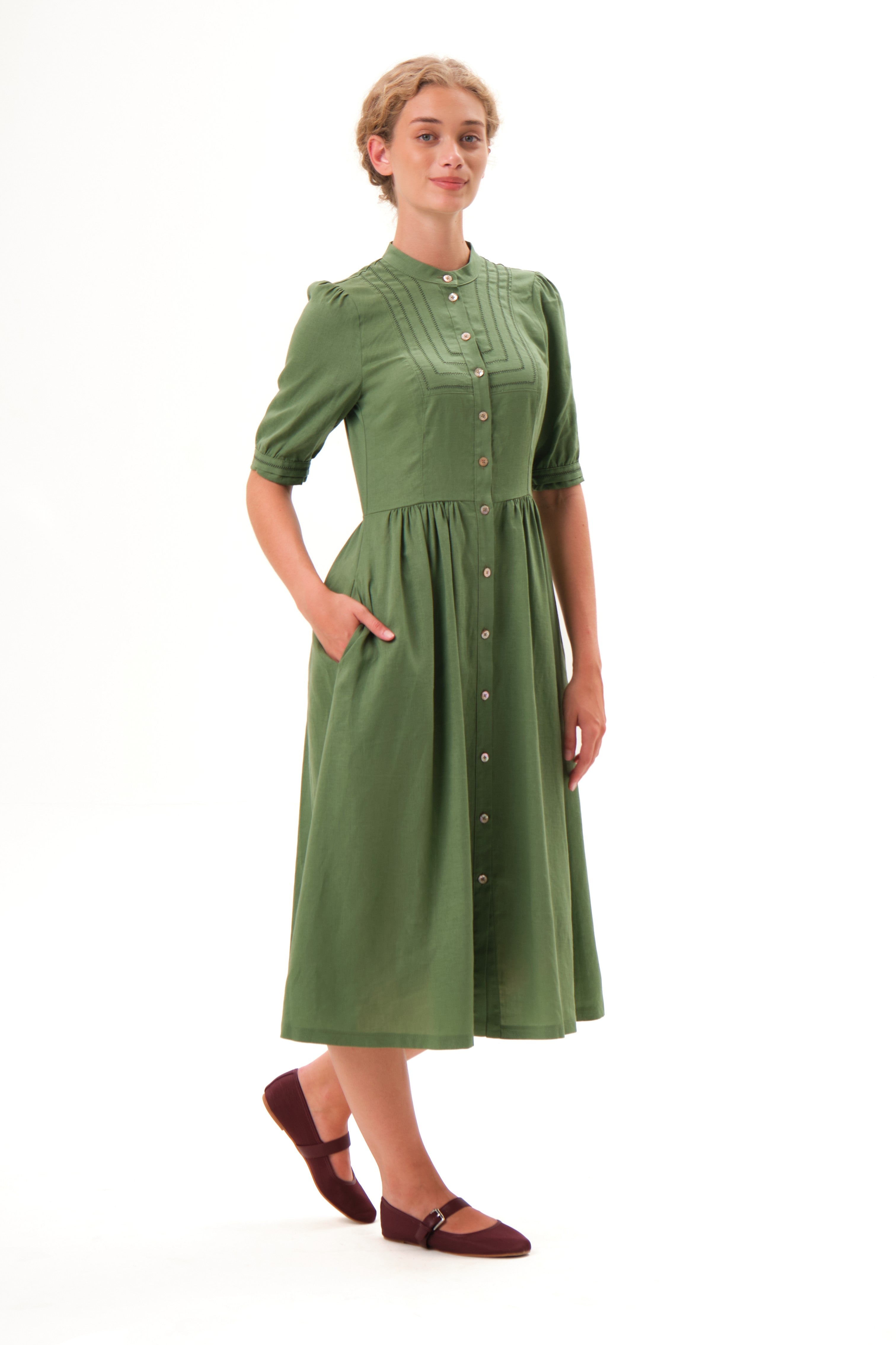 felicitas-kordelia-damen-kleid-leinen-viskose-stehkragen image 1