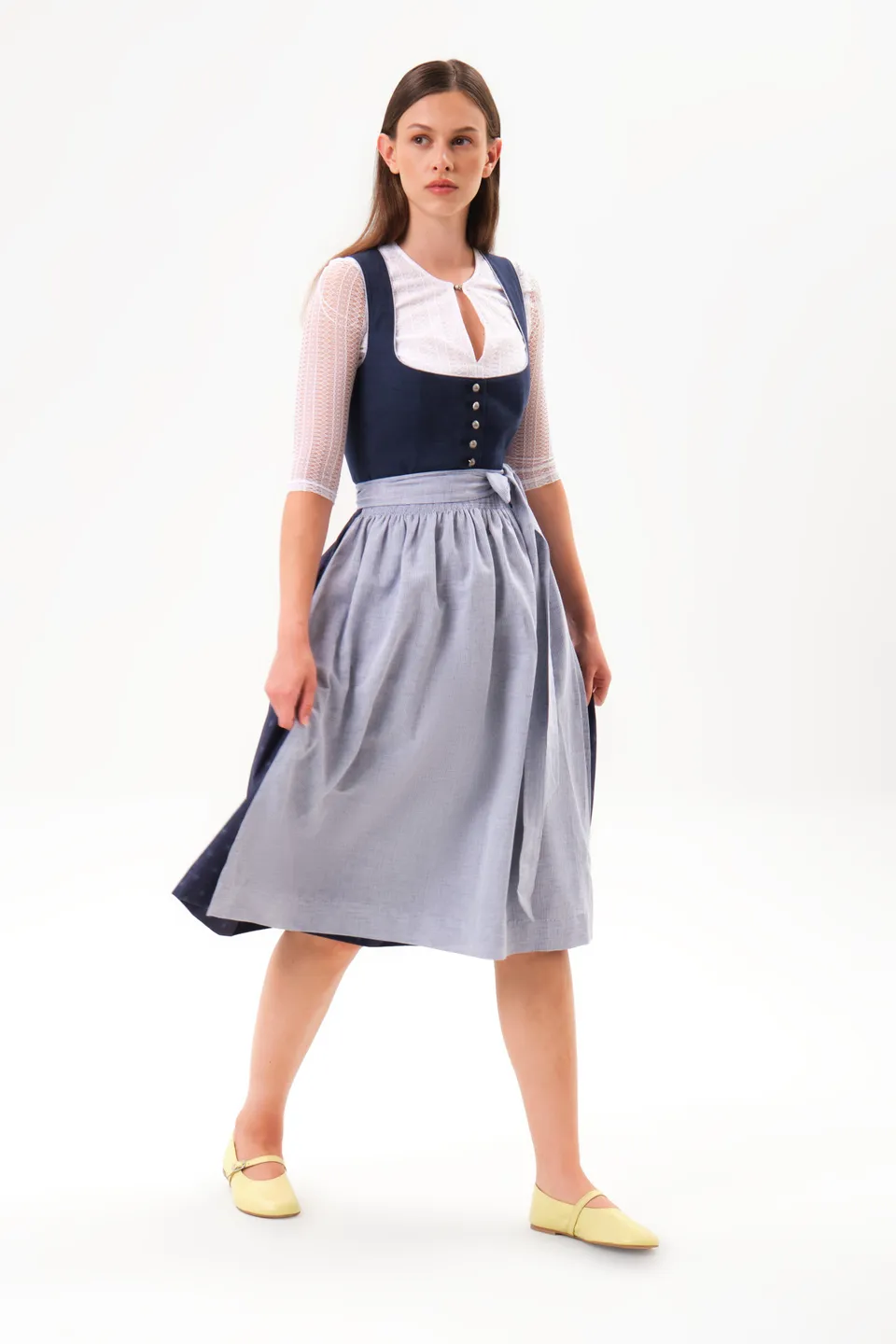 felicitas-dala-damen-dirndl-leinenmischung-marine-mit-streifen-sch-rze image 1