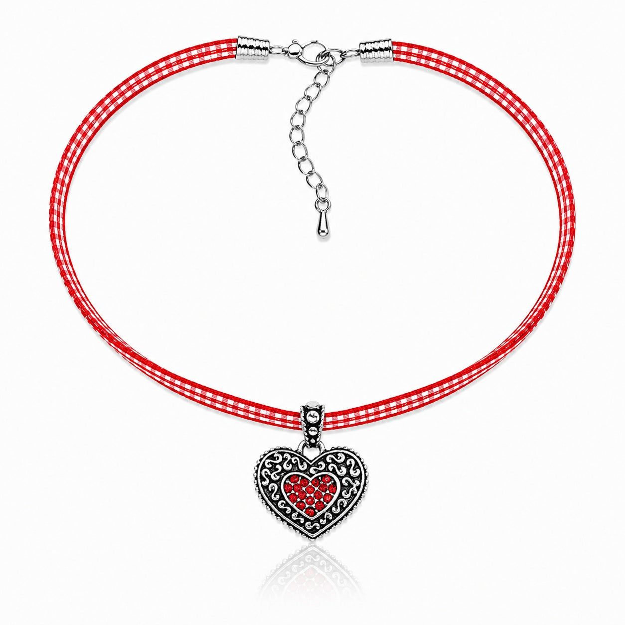 trachtenland-luisia-kinder-halskette-kariert-mit-herz-swarovski-rot image 3