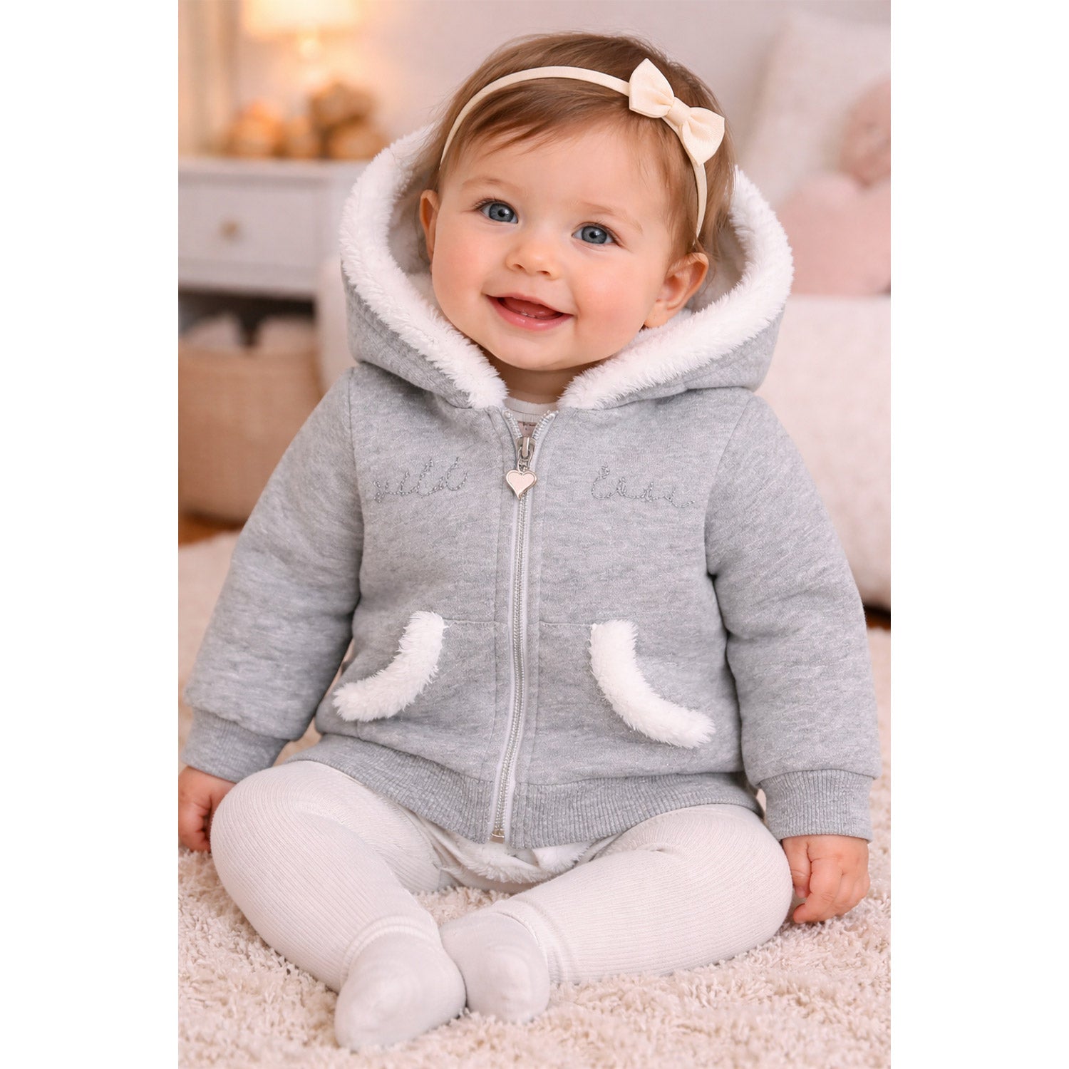 bondi-baby-m-dchen-kapuzenjacke-wild-love-86633-grey-melange image 3