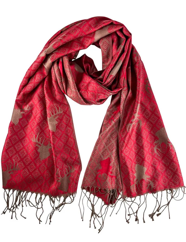 halstuch-schal-mit-hirschkopf-motiv-185-x-70-cm-rot-gold image 1