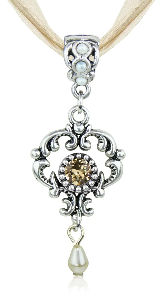 trachtenland-luisia-halskette-malou-ornament-anh-nger-premium-kristall-sand image 1