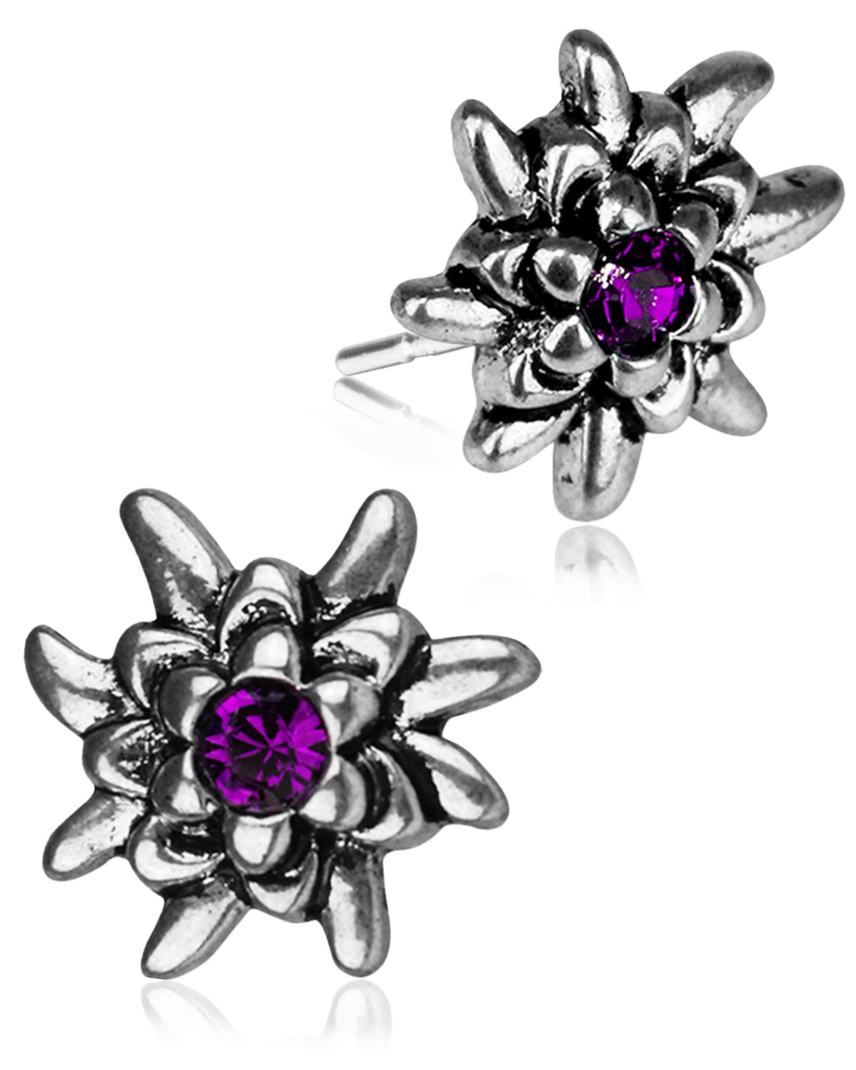trachtenland-luisia-edelwei-ohrstecker-emilia-pflaume-amethyst image 1