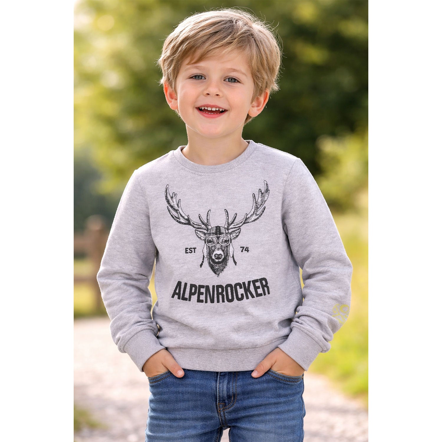 bondi-jungen-sweatshirt-alpenrocker-29906-grey-melange-hirsch image 3