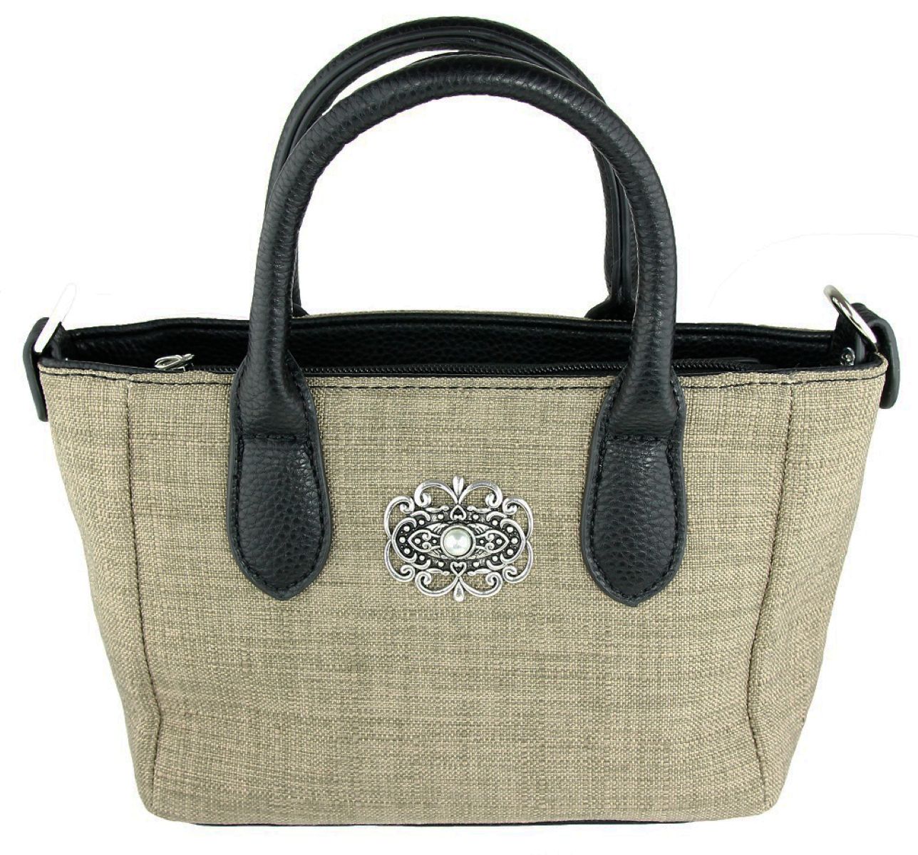 trachten-handtasche-katrina-mit-metallapplikation-hellbraun-umh-ngetasche image 1