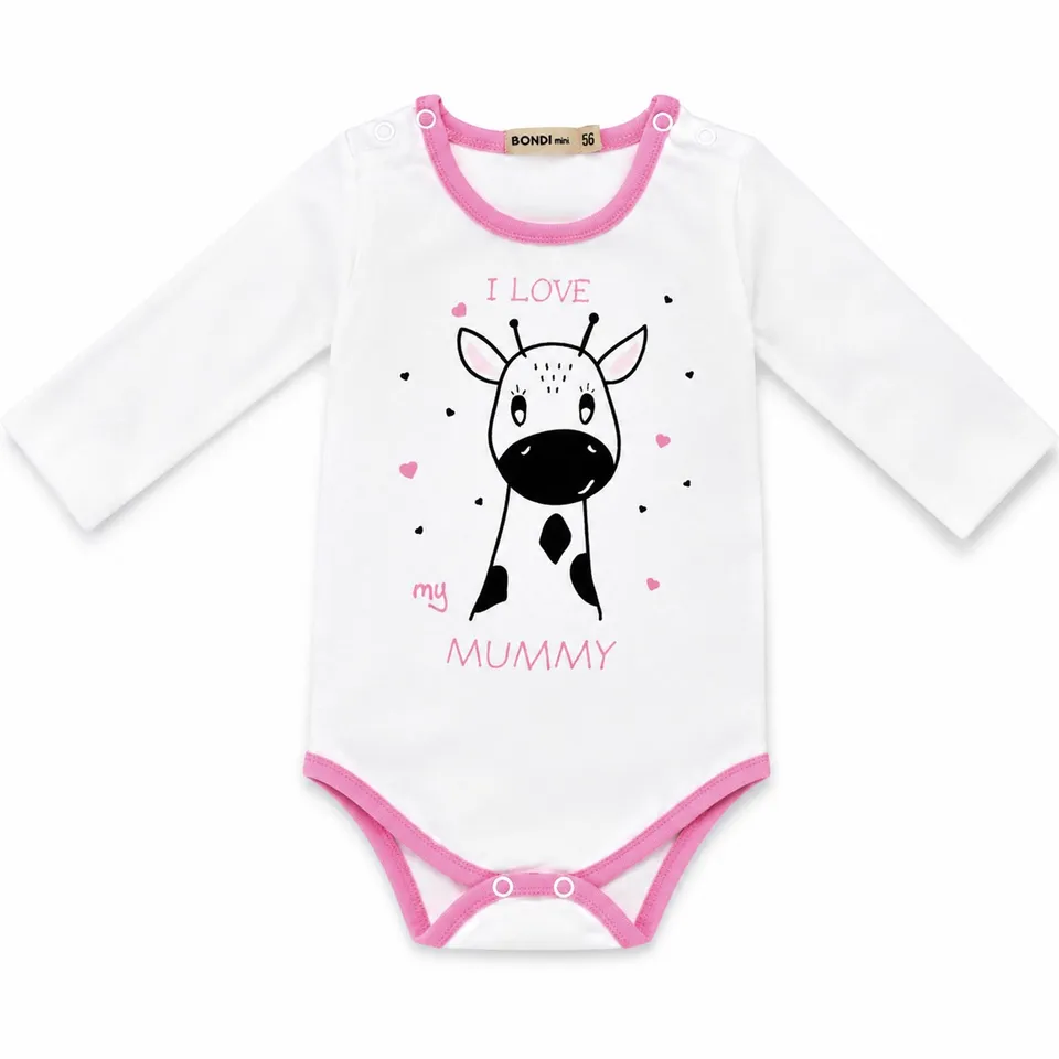 bondi-baby-langarmbody-i-love-my-mummy-giraffe-93635-wei-rosa image 1