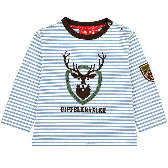 trachtenland-bondi-baby-langarmshirt-hirsch-91776-stripe-blue-offwhite image 1